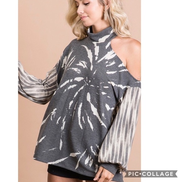Gray Splash One Shoulder Top - Picture 5 of 6
